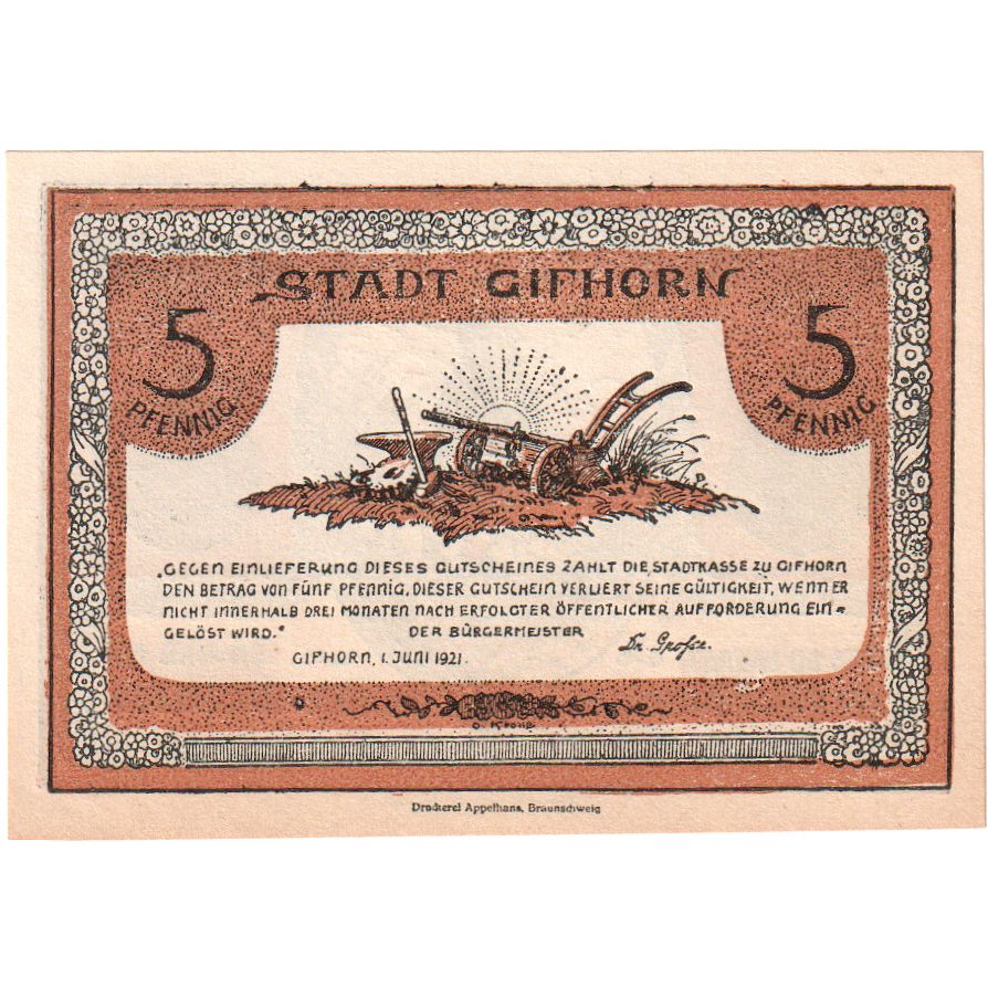 Deutschland, Gifhorn, 5 Pfennig, 1921-06-01, UNZ-