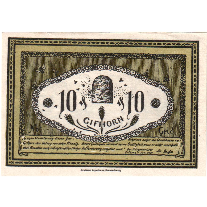 Alemanha, Gifhorn, 10 Pfennig, 1921-06-01, UNC(63)