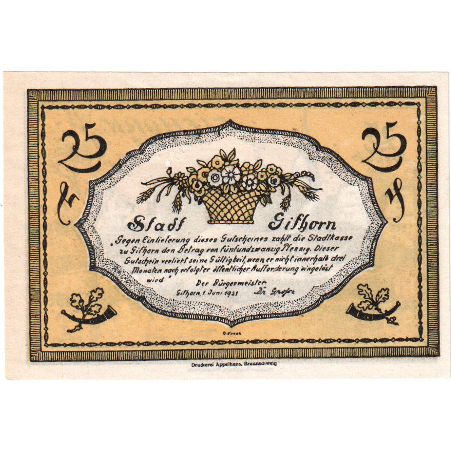 Alemania, Gifhorn, 25 Pfennig, 1921-06-01, SC