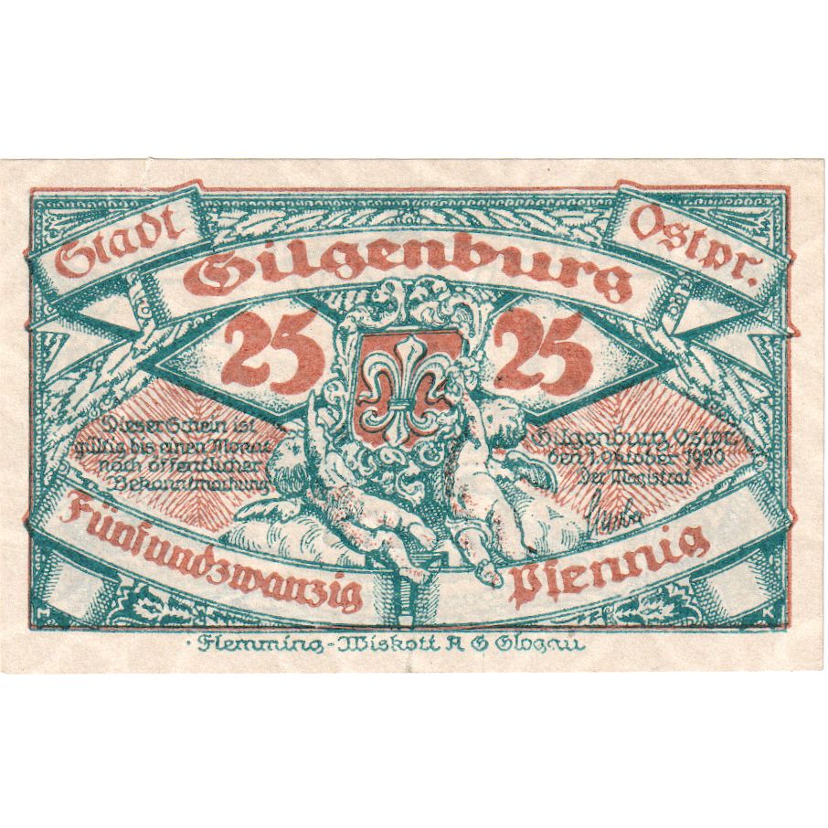 Alemanha, Gilgenburg, 25 Pfennig, 1920-10-01, UNC(63)