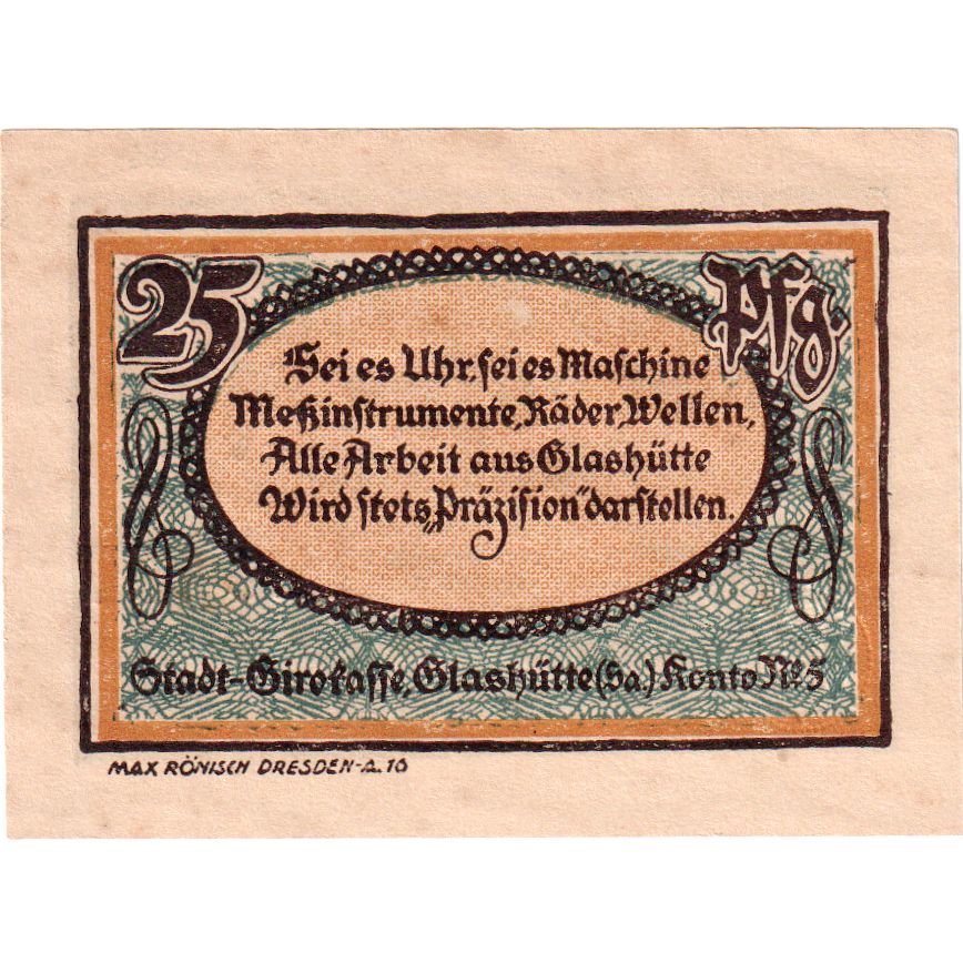 Allemagne, Glashutte, 25 Pfennig, 1921-08-01, SUP