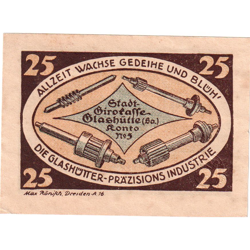 Alemania, Glashutte, 25 Pfennig, 1921-08-01, EBC
