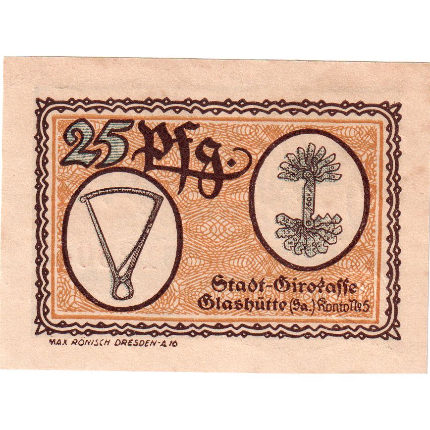 Niemcy, Glashutte, 25 Pfennig, 1921-08-01, UNC(63)