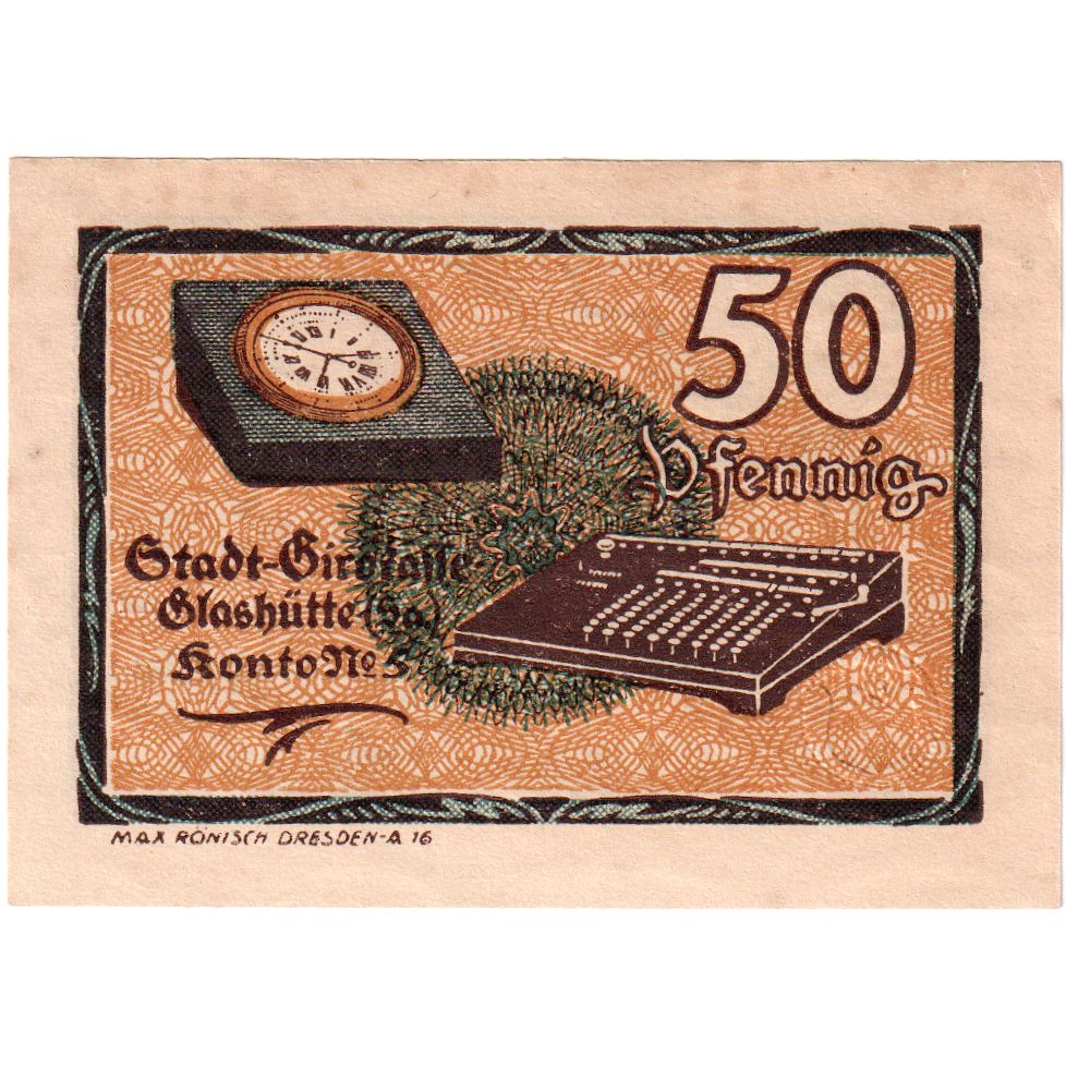 Niemcy, Glashutte, 50 Pfennig, 1921-08-01, UNC(63)