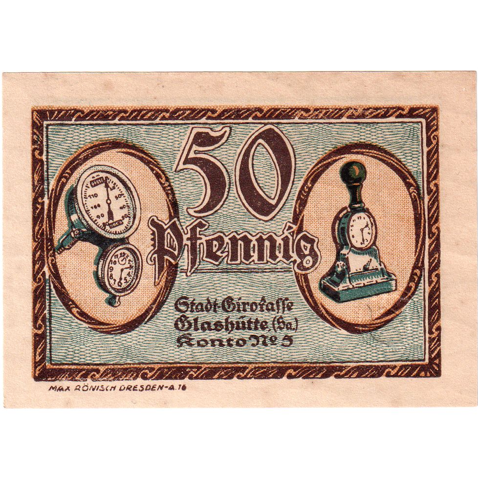 Niemcy, Glashutte, 50 Pfennig, 1921-08-01, UNC(63)