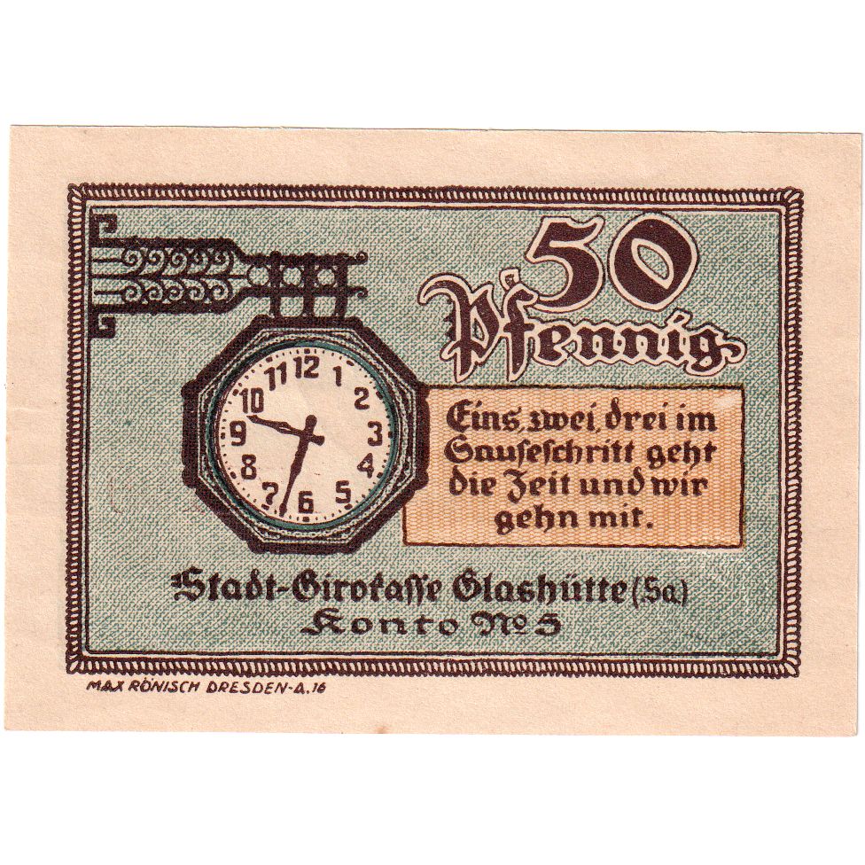Duitsland, Glashutte, 50 Pfennig, 1921-08-01, SPL
