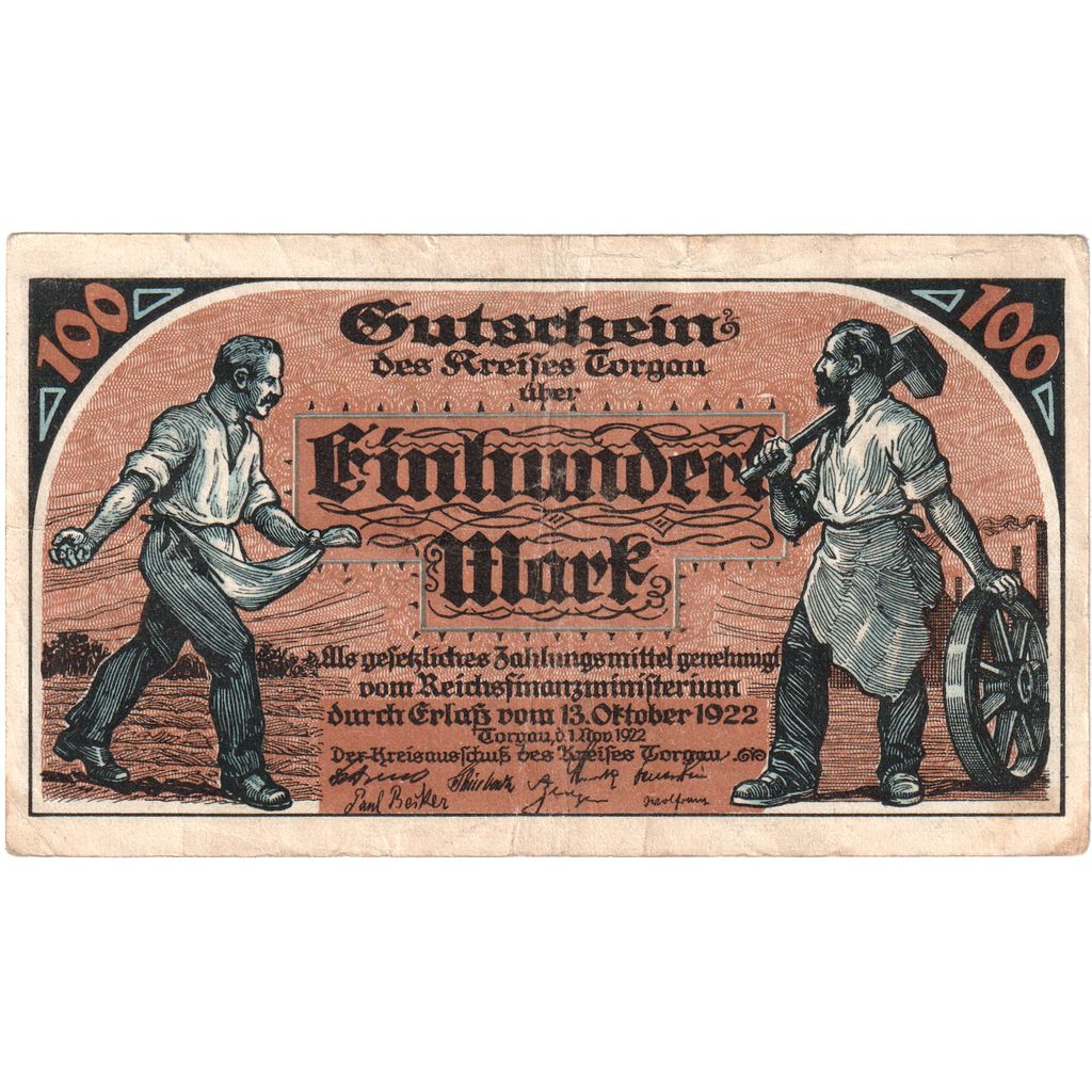Duitsland, Torgau, 100 Mark, 1922-11-01, TB