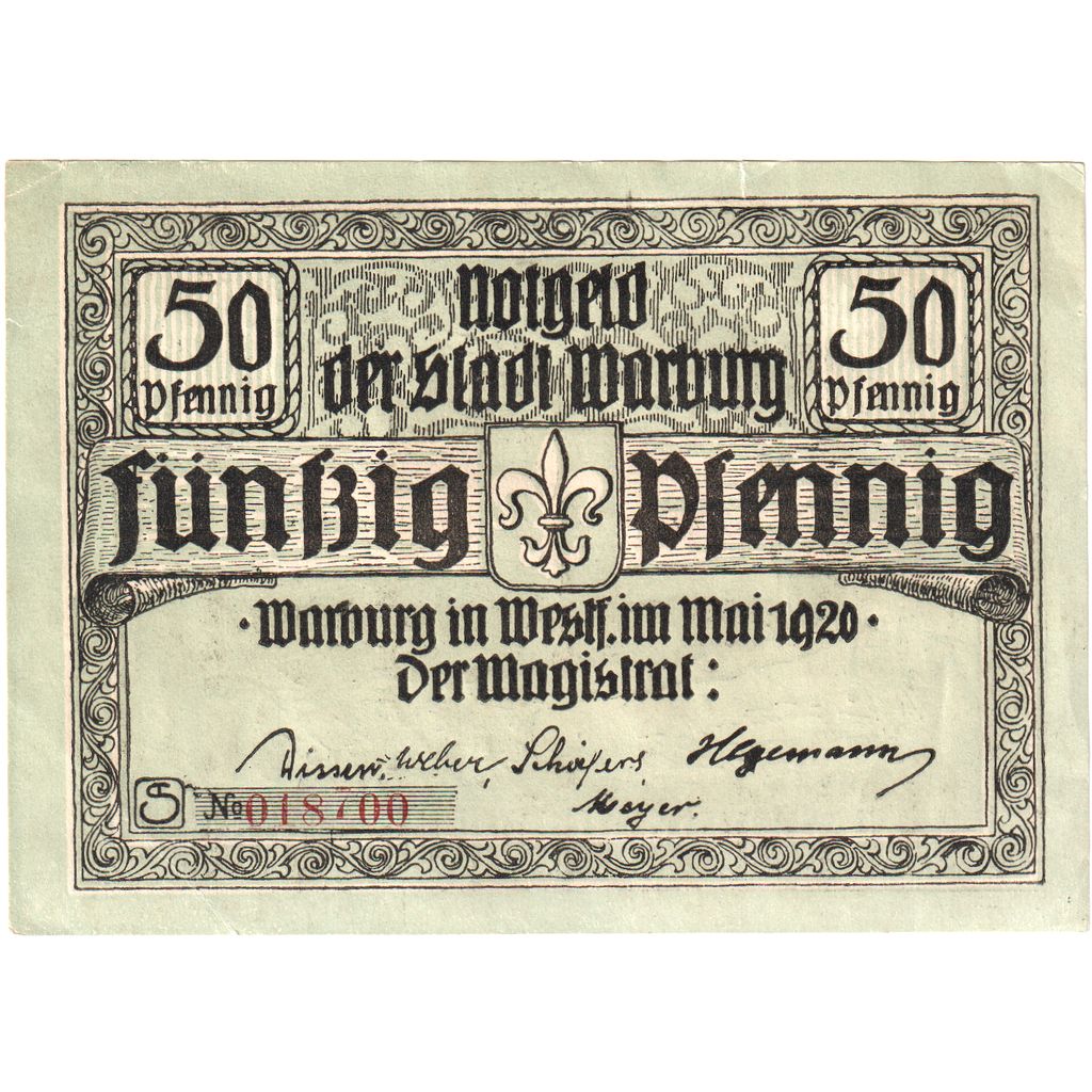 Duitsland, Warburg Stadt, 50 Pfennig, TTB
