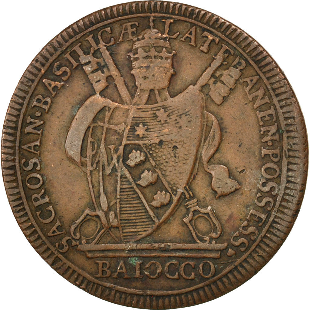 Coin, ITALIAN STATES, PAPAL STATES, Pius VII, Baiocco, 1801, EF(40-45), Copper