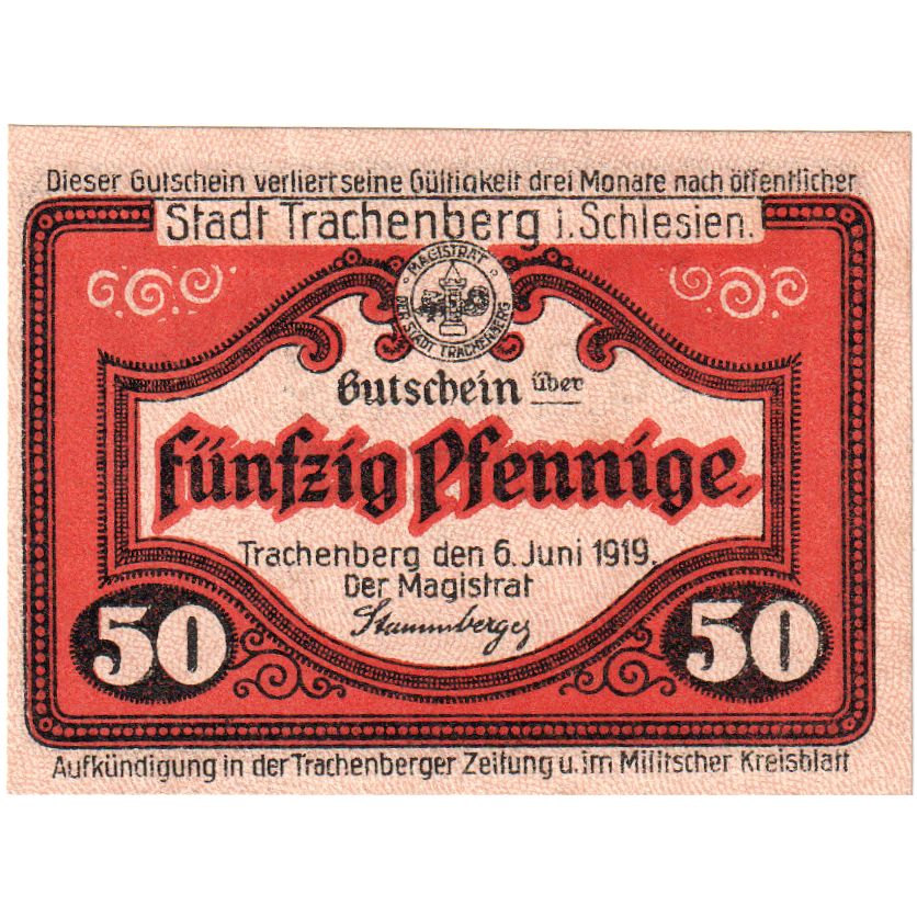 Duitsland, Trachenberg, 50 Pfennig, 1919-06-06, SPL