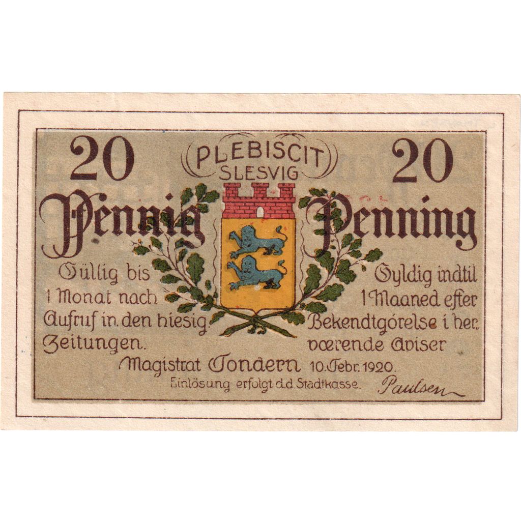 Niemcy, Tondern, 20 Pfennig, 1920-02-10, UNC(63)