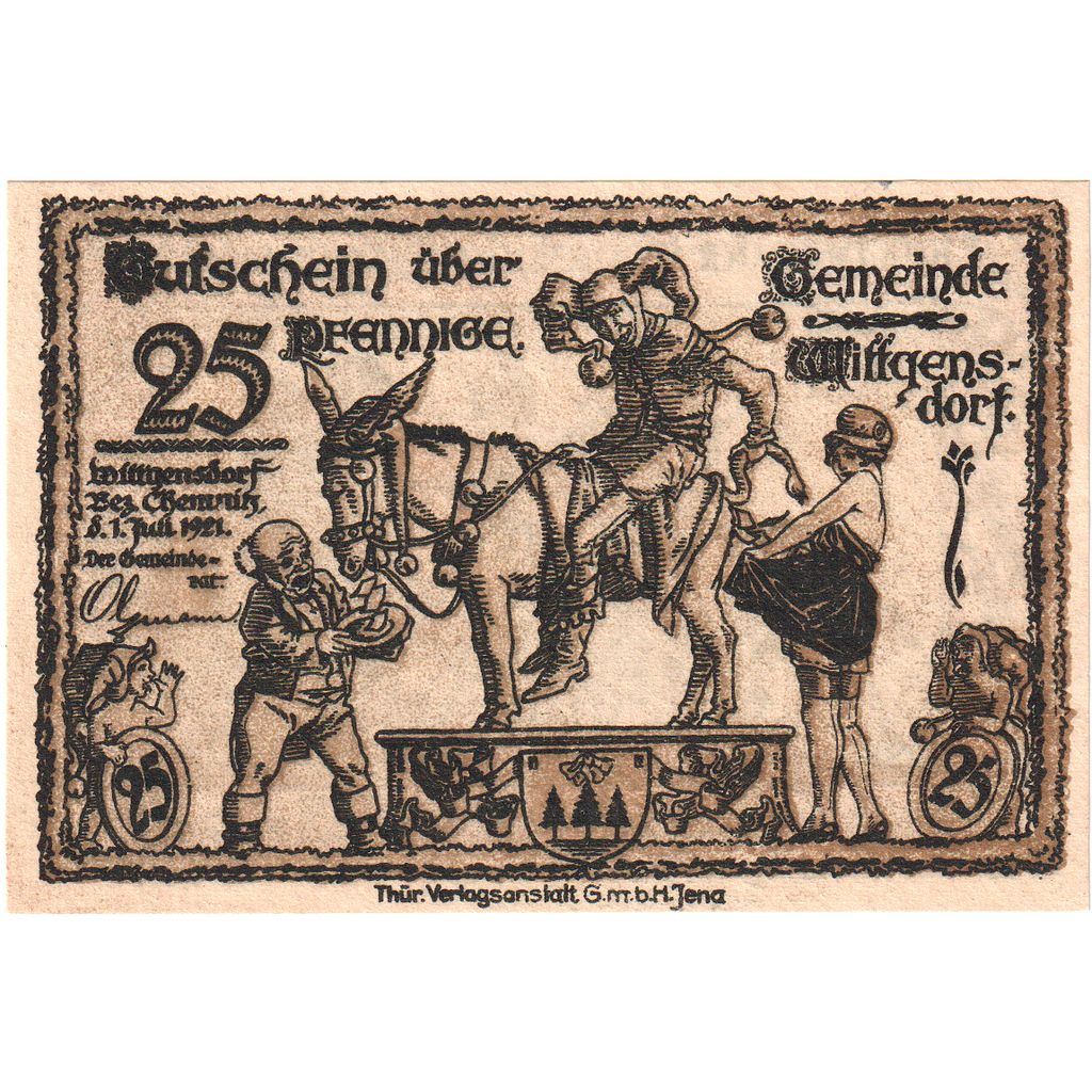 Duitsland, Wittgensdorf, 25 Pfennig, 1921-07-01, SPL