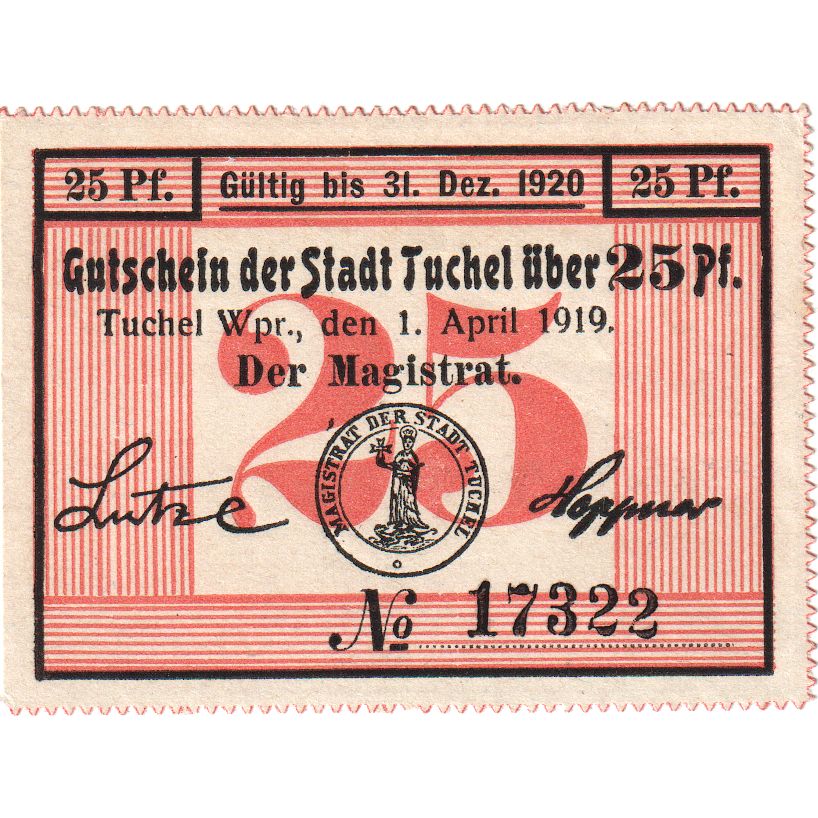 Germany, Tuchel, 25 Pfennig, 1919-04-01, UNC(63)