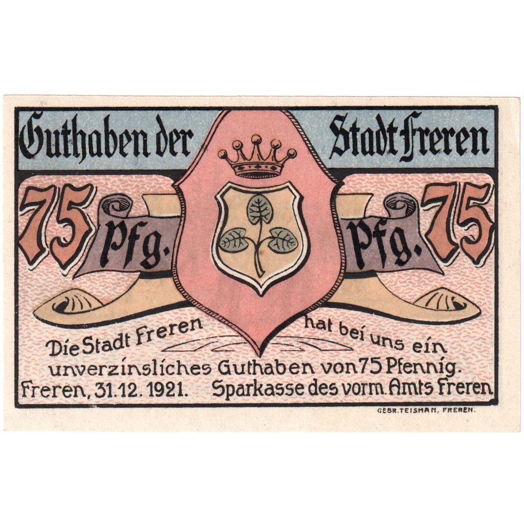 Duitsland, Freren, 75 Pfennig, 1921-12-31, SPL