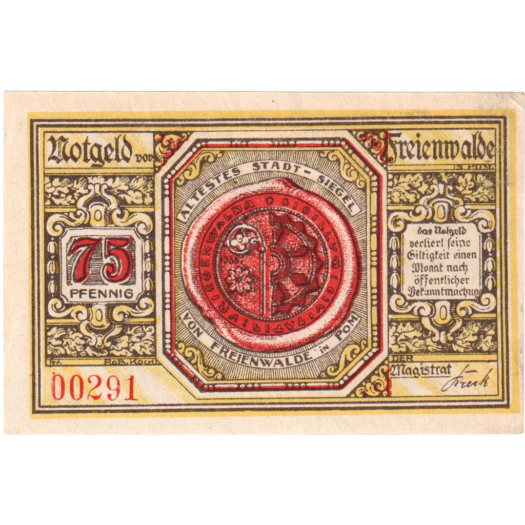 Alemania, Freienwalde, 75 Pfennig, SC