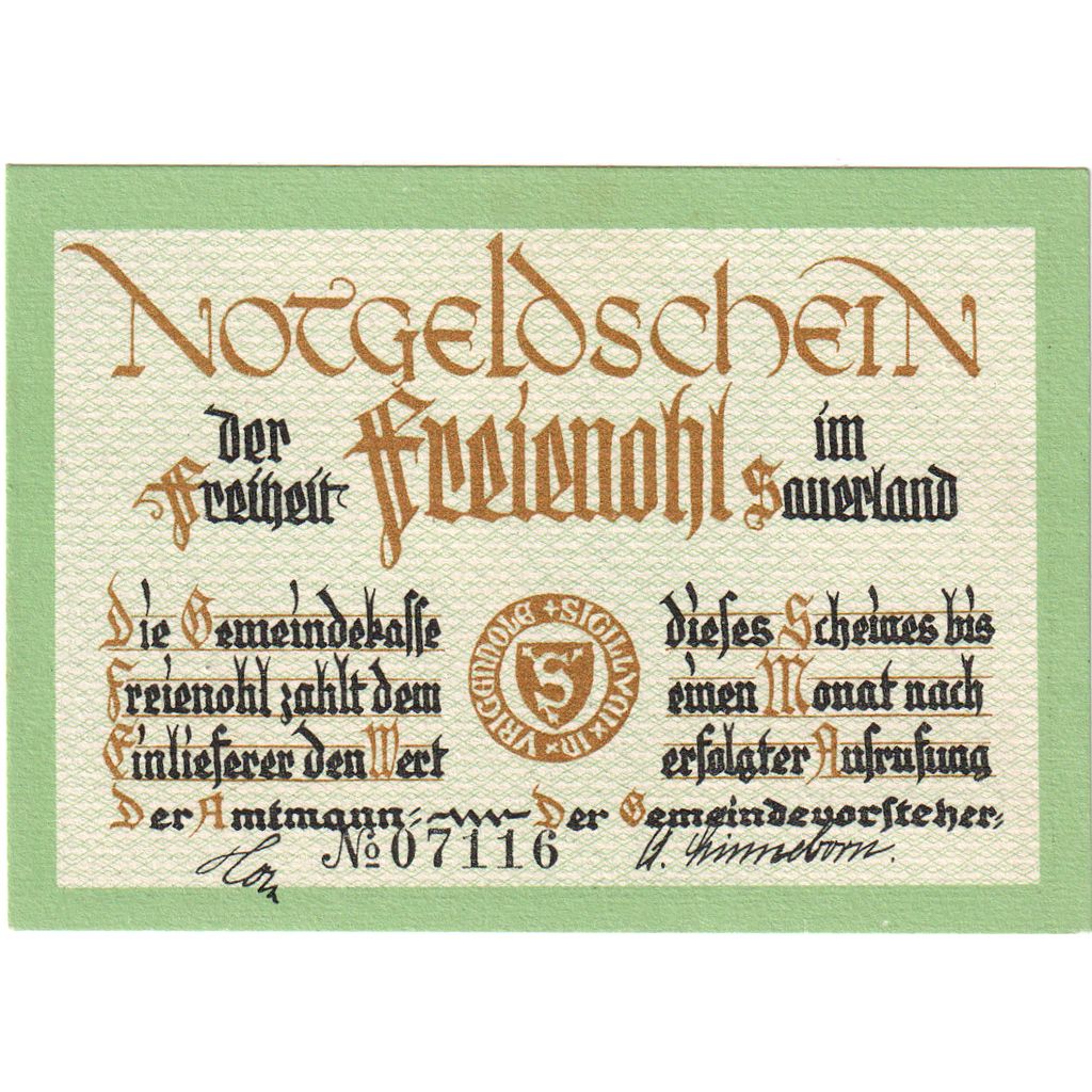 Alemania, Freienohl, 50 Pfennig, SC