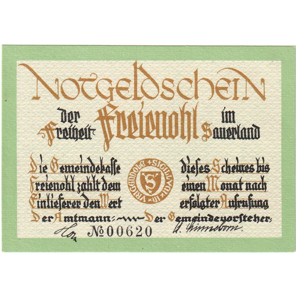 Niemcy, Freienohl, 75 Pfennig, UNC(63)