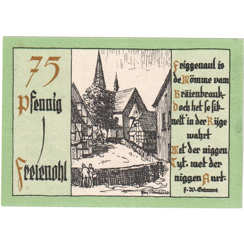 Niemcy, Freienohl, 75 Pfennig, UNC(63)