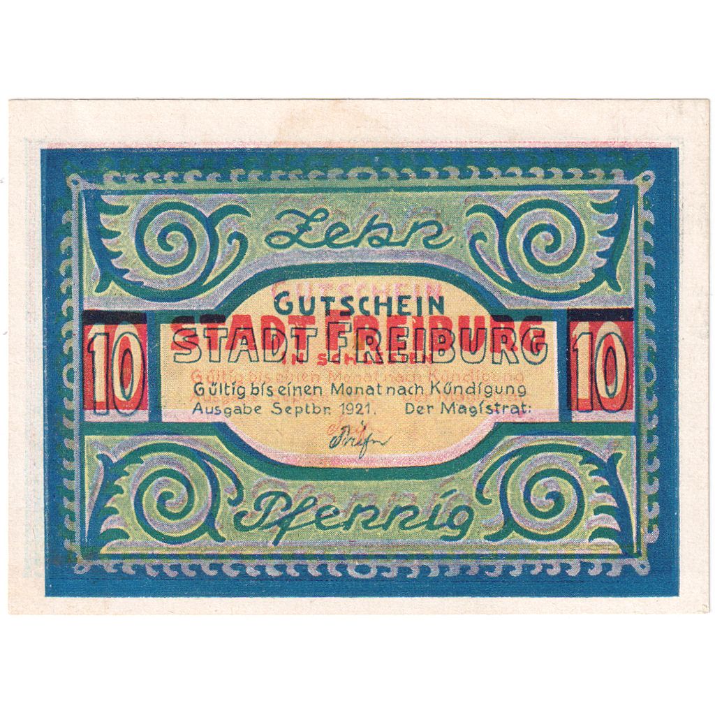 Alemania, Freiburg, 10 Pfennig, SC