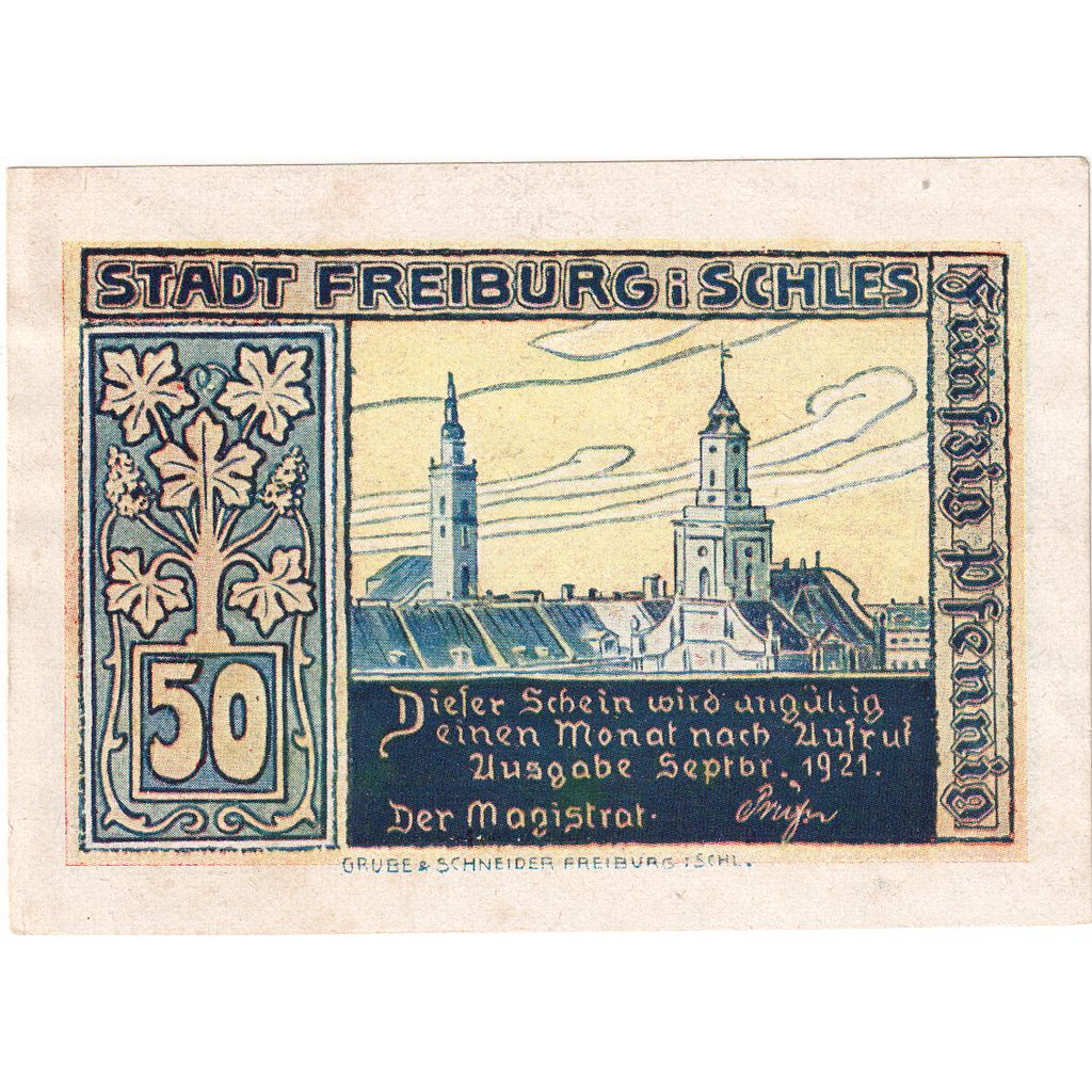 Alemanha, Freiburg, 50 Pfennig, AU(55-58)