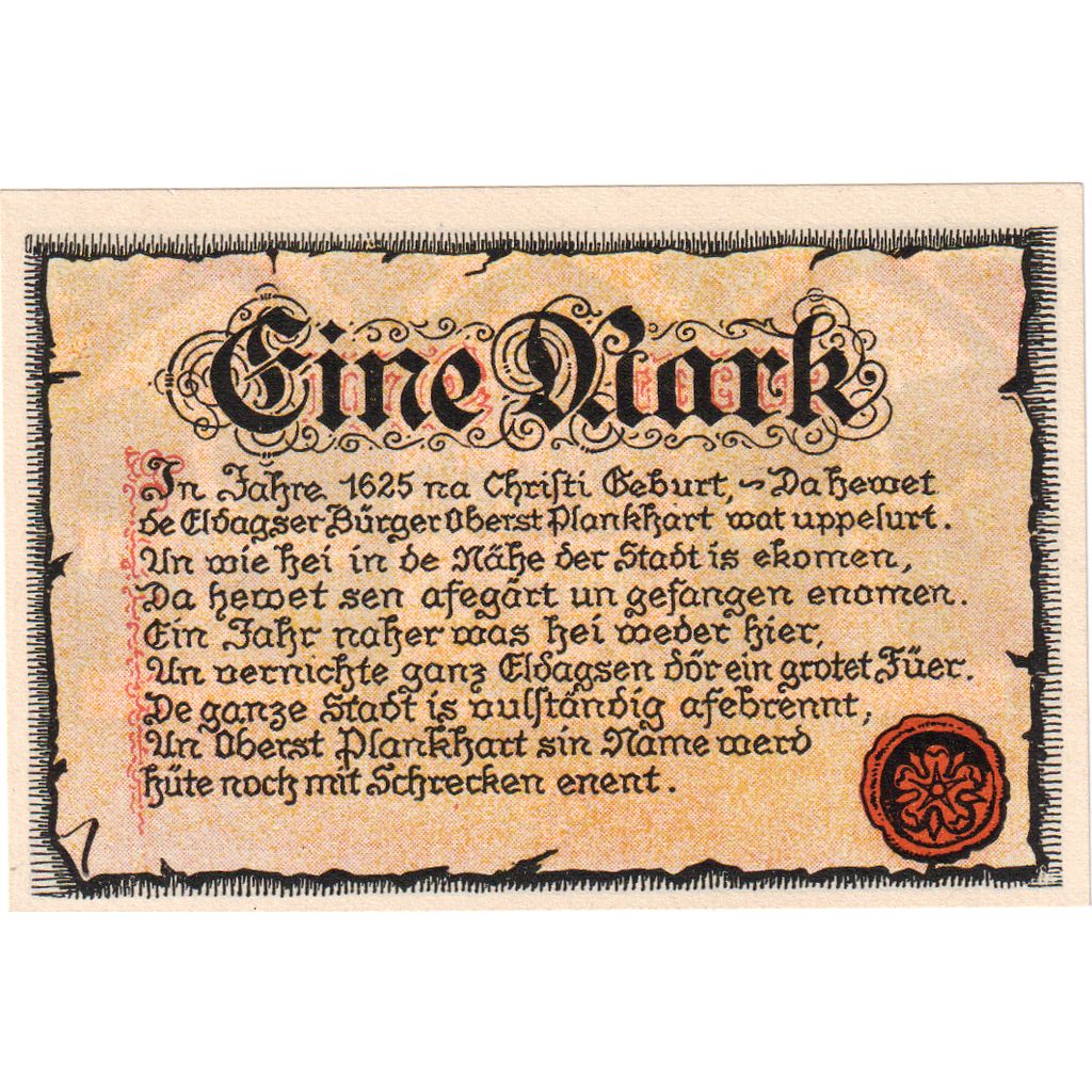 Duitsland, Eldagsen, 1 Mark, 1922-02-01, SPL