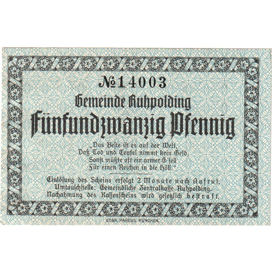 Alemanha, Ruhpolding, 25 Pfennig, 1920-10-19, UNC(63)