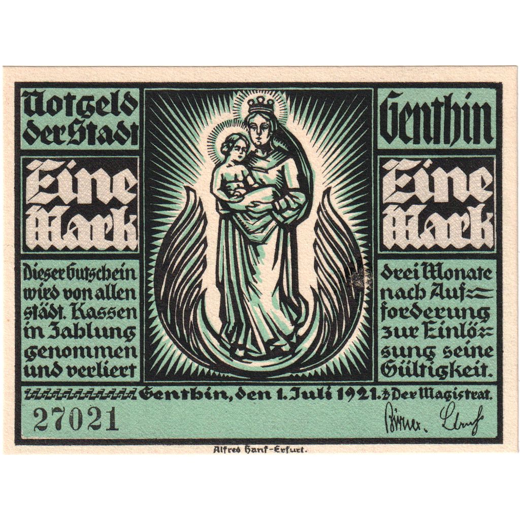 Deutschland, Genthin, 1 Mark, 1921-07-01, UNZ-