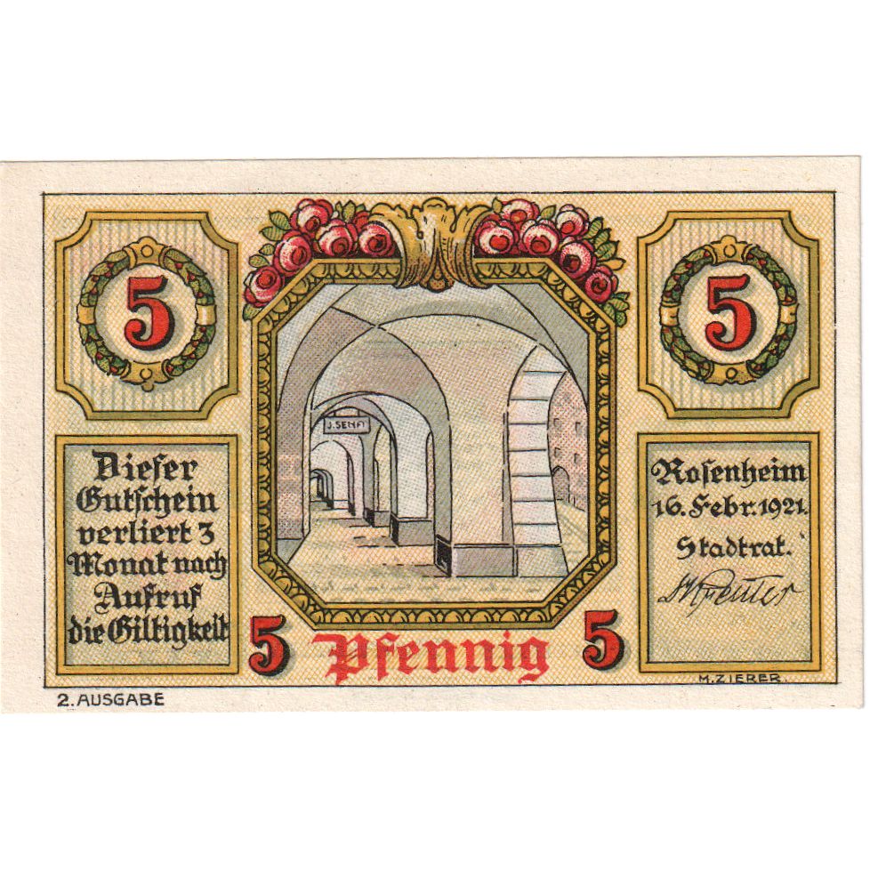 Alemanha, Rosenheim, 5 Pfennig, 1921-02-16, UNC(63)