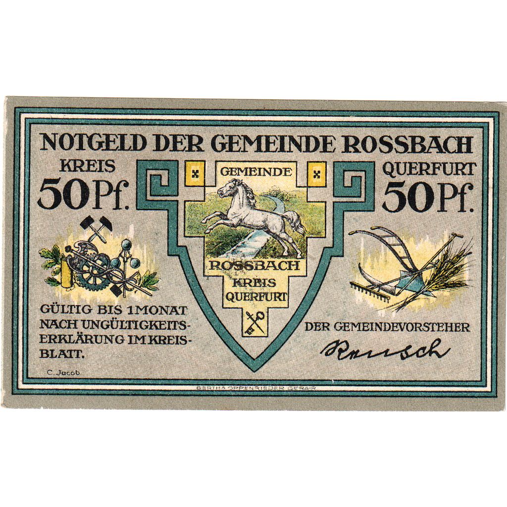 Niemcy, Rossbach, 50 Pfennig, UNC(63)