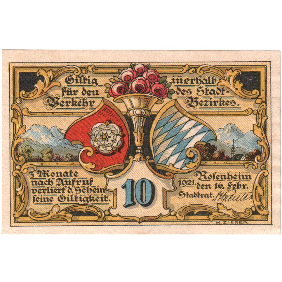 Allemagne, Rosenheim, 10 Pfennig, 1921-02-16, SUP
