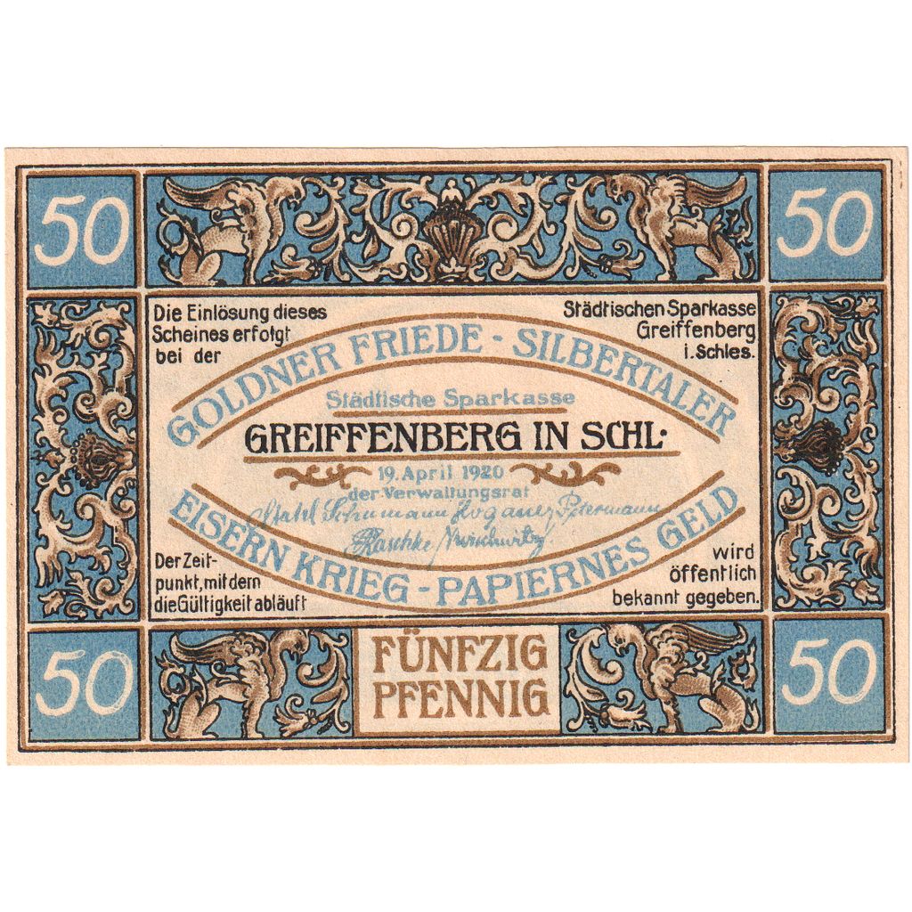 Germany, Greiffenberg, 50 Pfennig, 1920-04-19, UNC(63)