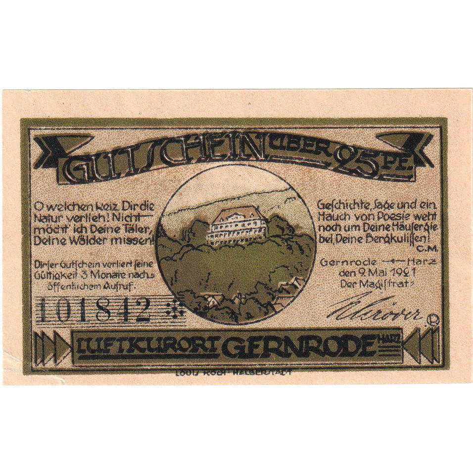 Duitsland, Gernrode-Harz, 25 Pfennig, 1921-05-09, SPL