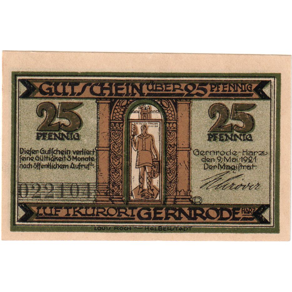 Niemcy, Gernrode-Harz, 25 Pfennig, 1921-05-09, UNC(63)
