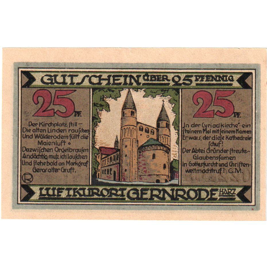 Niemcy, Gernrode-Harz, 25 Pfennig, 1921-05-09, UNC(63)