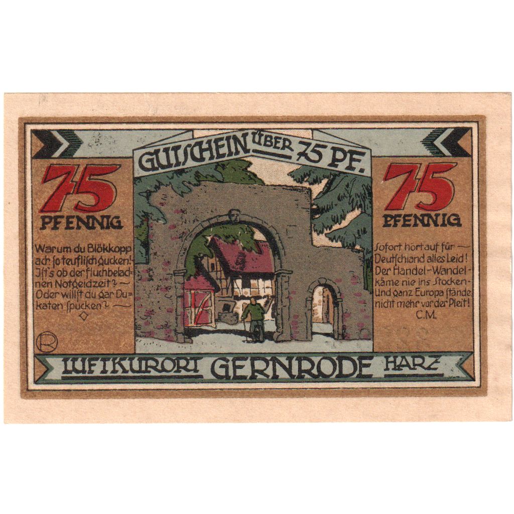Duitsland, Gernrode-Harz, 75 Pfennig, 1921-05-09, SPL