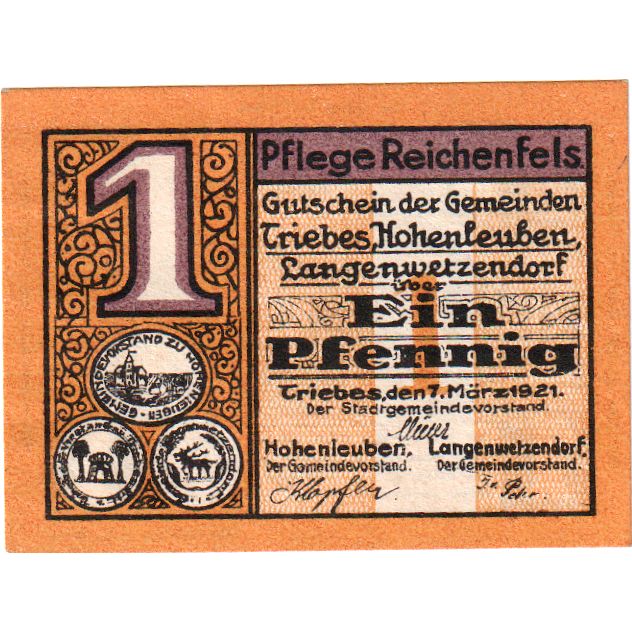 Duitsland, Reichenfels, 1 Pfennig, 1921-03-07, SPL