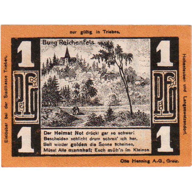 Duitsland, Reichenfels, 1 Pfennig, 1921-03-07, SPL