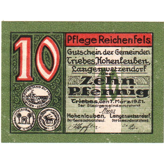 Duitsland, Reichenfels, 10 Pfennig, 1921-03-07, SPL