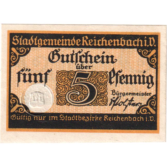 Duitsland, Reichenbach, 5 Pfennig, SPL