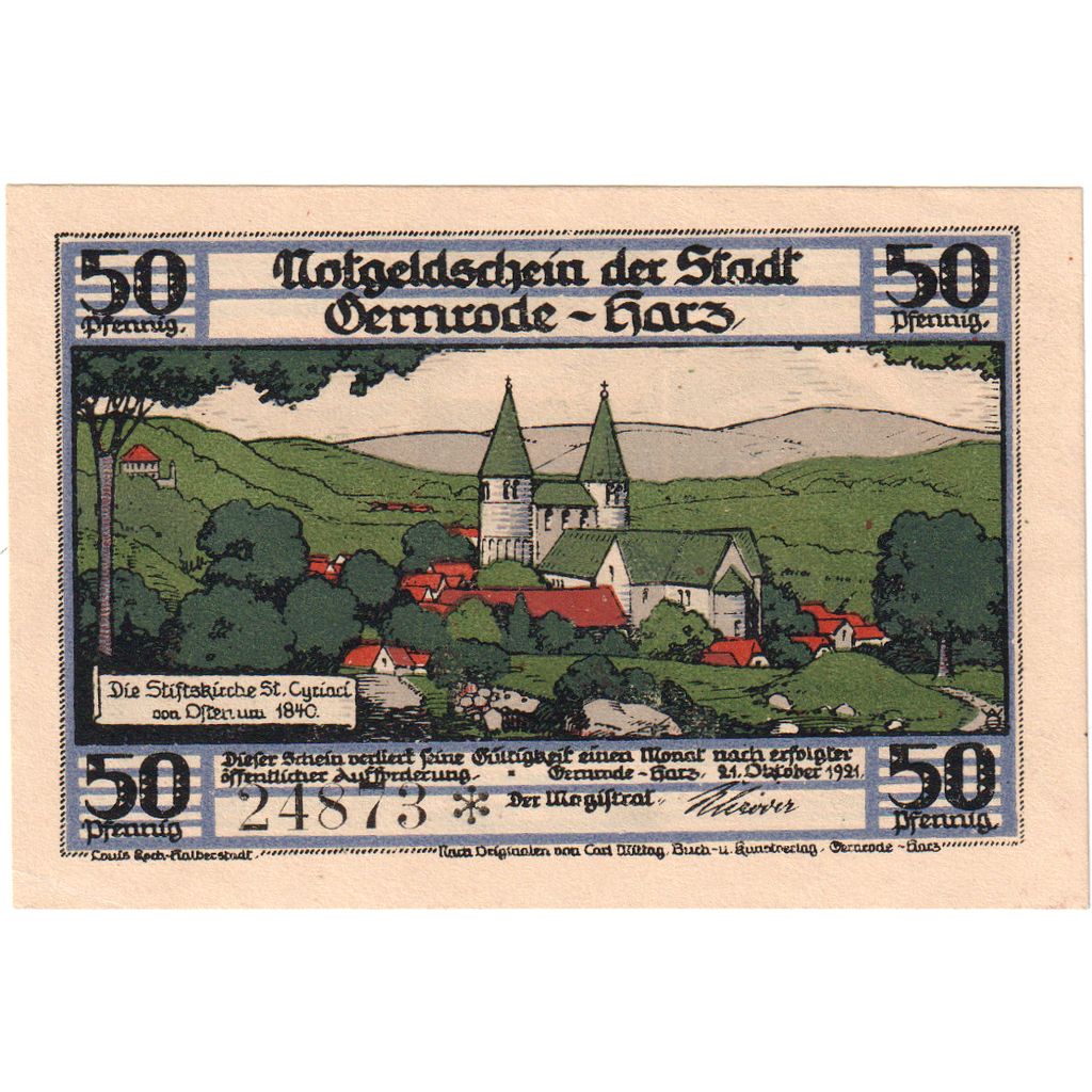 Duitsland, Gernrode-Harz, 50 Pfennig, 1921-05-09, SPL