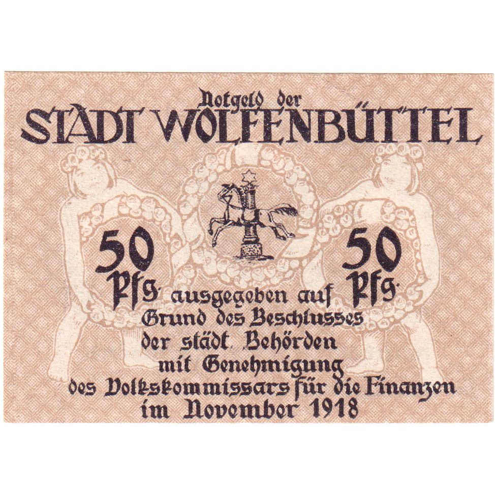 Germania, Wolfenbuttel, 50 Pfennig, 1918-11-01, SPL