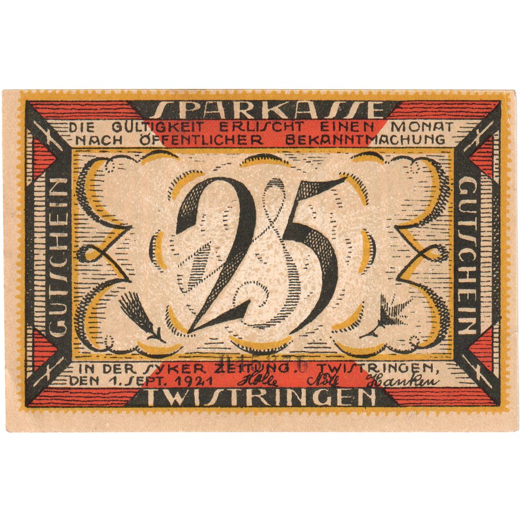 Germania, Twistringen, 25 Pfennig, 1921-09-01, SPL