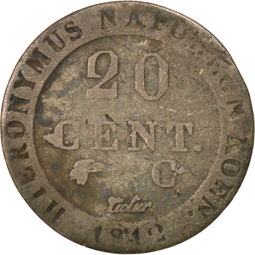 Moneta, Stati tedeschi, WESTPHALIA, Jerome, 20 Centimes, 1812, Cassel, MB+