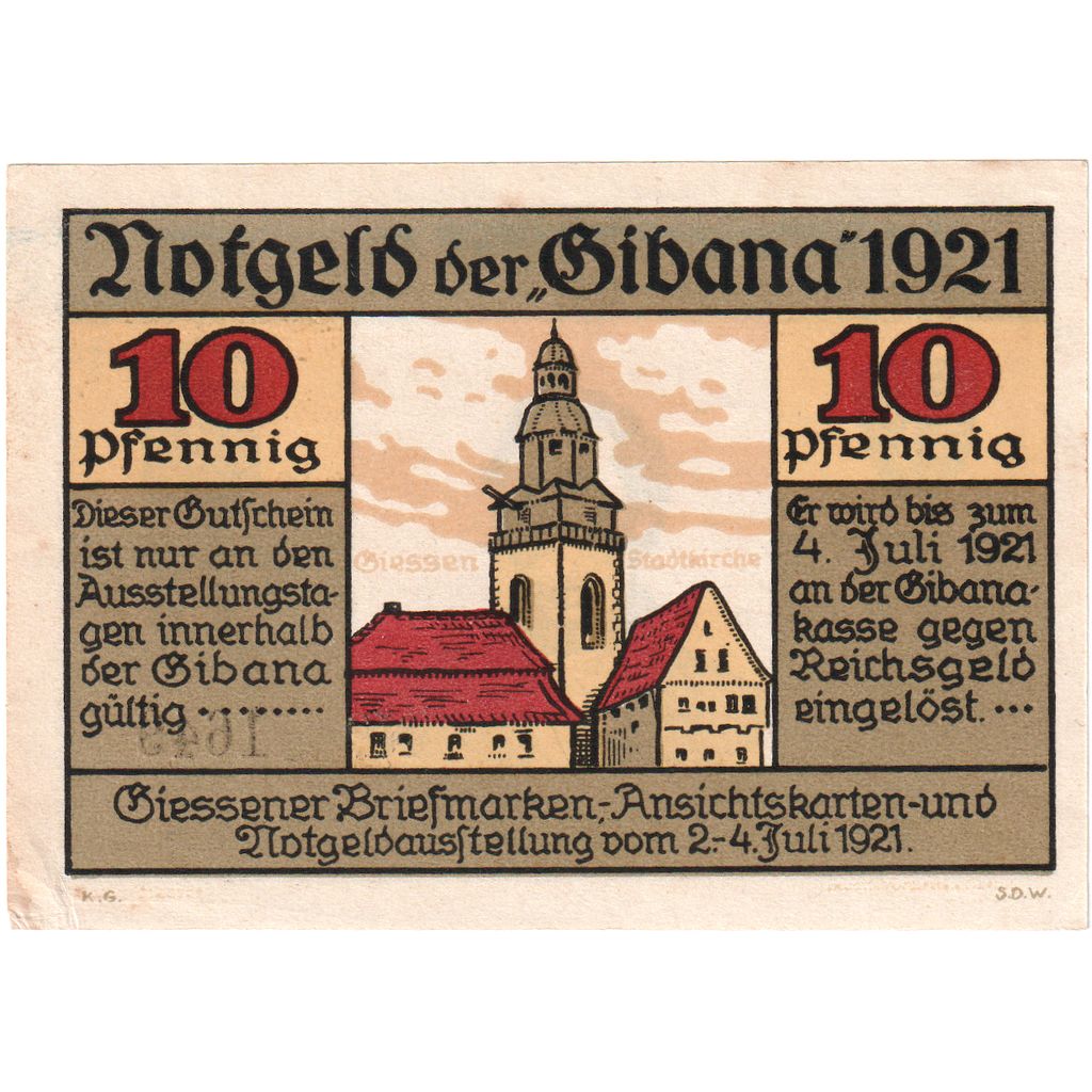 Germania, Giessen, 10 Pfennig, 1921-07-04, SPL-