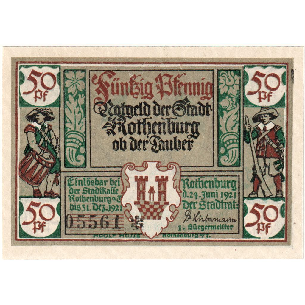 Deutschland, Rothenburg, 50 Pfennig, 1921-06-24, UNZ-