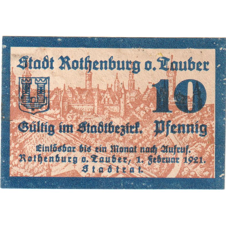 Germany, Rothenburg, 10 Pfennig, 1921-02-01, UNC(63)