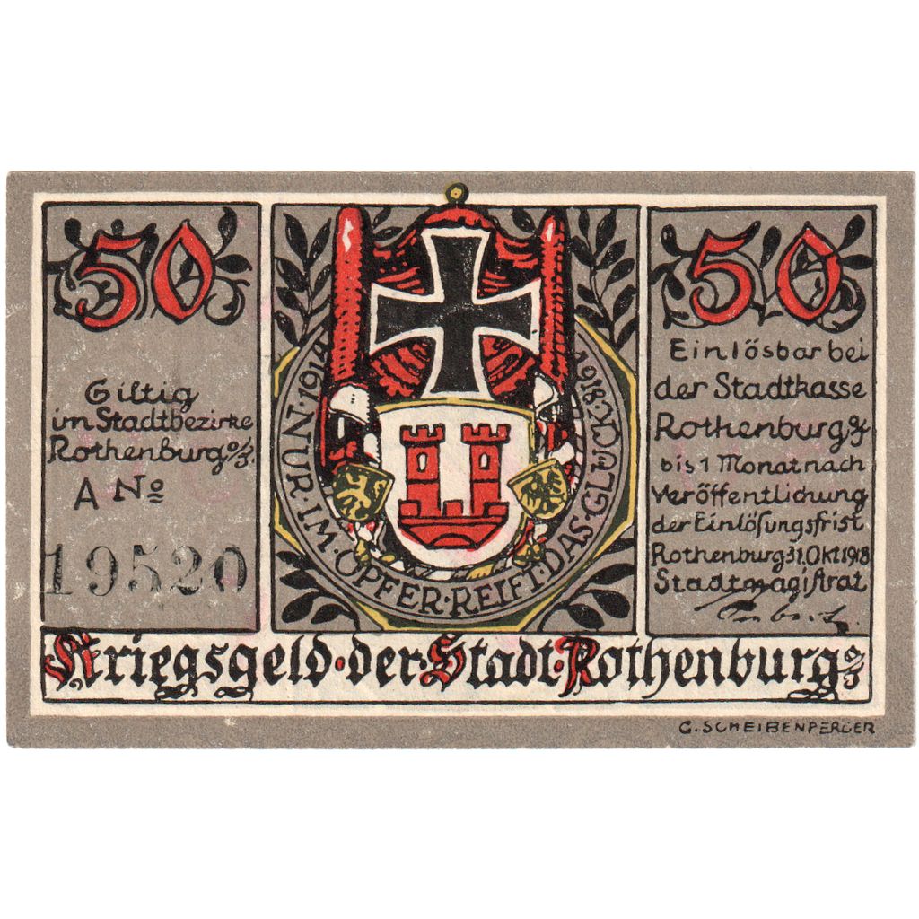 Germany, Rothenburg, 50 Pfennig, 1918-10-30, UNC(63)