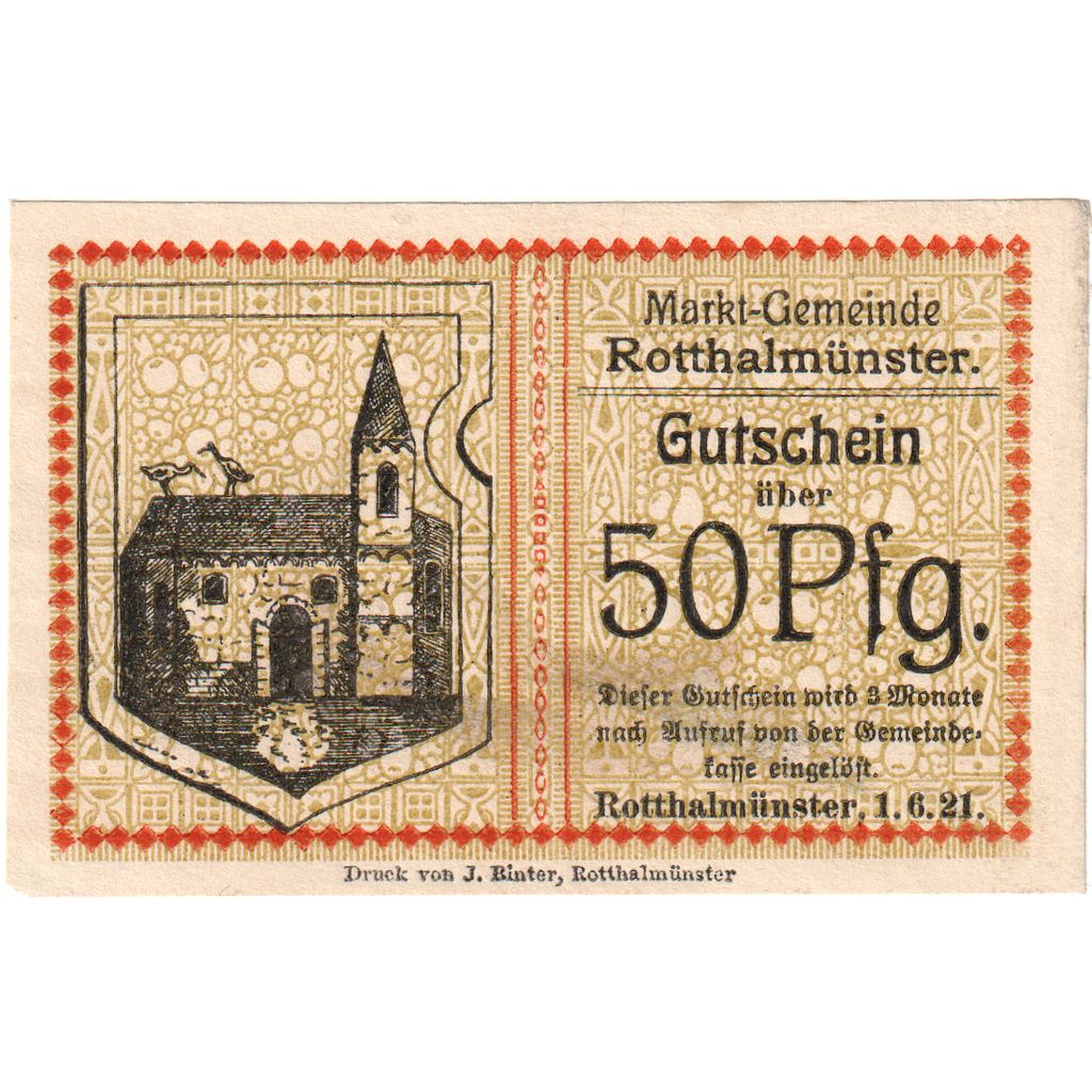 Germany, Rotthalmünster, 50 Pfennig, 1919-02-01, AU(55-58)