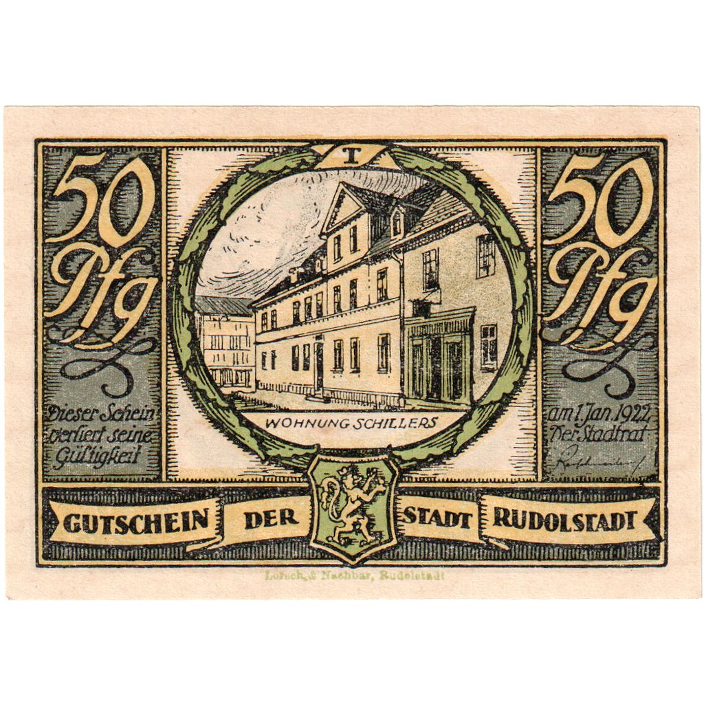 Germany, Rudolstadt, 50 Pfennig, 1922-01-01, UNC(63)