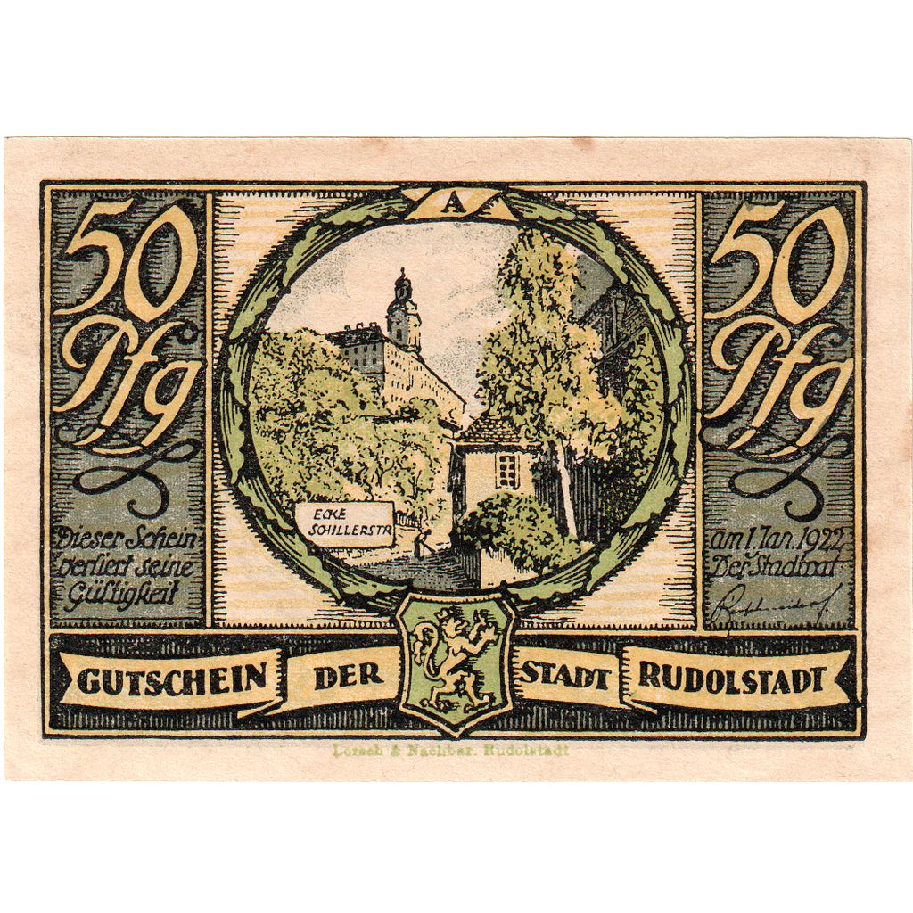 Duitsland, Rudolstadt, 50 Pfennig, 1922-01-01, SUP